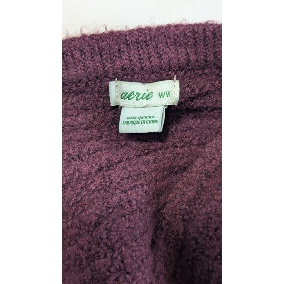 Aerie Purple Plum Sweater Dress Women's Size Med Knit Cozy Twist V Back - Picture 3 of 8